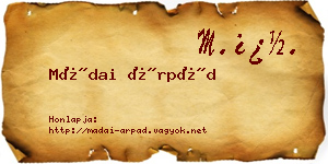 Mádai Árpád névjegykártya